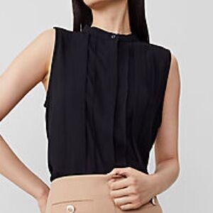 Ann Taylor Pintucked Button Shell. Black. Sz. M